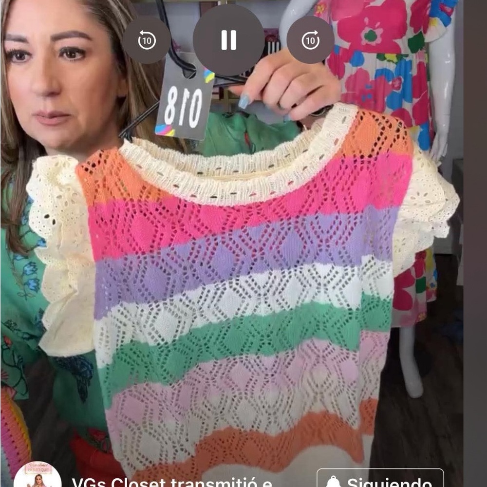 Colorful Striped Lace Sweater